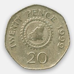 20 пенсов 1999-2012 Гернси (сост. Very Fine)