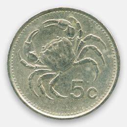 5 центов 1986 Мальта (сост. Very Fine)