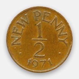 1/2 нового пенни 1971 Гернси (сост. Very Fine)
