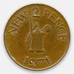 2 новых пенса 1971 Гернси (сост. Very Fine)