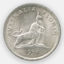 Королевский визит в Австралию 2 шиллинга (флорин) 1954 Австралия (сост. Very Fine)