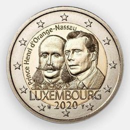 200 лет со дня рождения Генриха Оранско-Нассауского 2 евро 2020 Люксембург