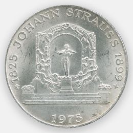 150 лет со дня рождения Иоганна Штрауса 100 шиллингов 1975 Австрия (сост. XFine - about UNC)