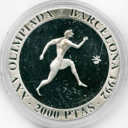 Летние Олимпийские игры в Барселоне. Бегун 2000 песет 1990 Испания (сост. Proof)