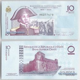 Банкнота 10 гурдов 2004 200 лет Независимости Гаити