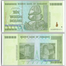 Банкнота 10 триллионов долларов 2008 Зимбабве