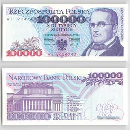 Банкнота 100000 злотых 1993 Станислав Монюшко Польша сост. UNC