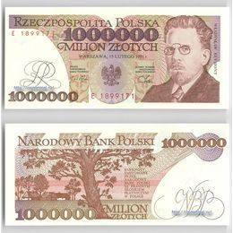 Банкнота 1000000 злотых 1991 Владислав Реймонт Польша сост. UNC