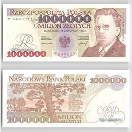 Банкнота 1000000 злотых 1993 Владислав Реймонт Польша сост. UNC