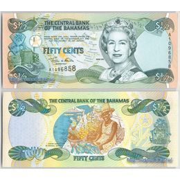 Банкнота 50 центов 2001 Багамы (UNC)