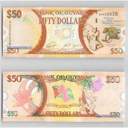 Банкнота 50 долларов 2016 Гайана сост. UNC