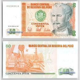 Банкнота 50 инти 1987 Перу сост. UNC