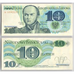 Банкнота 10 злотых 1982 Польша сост. XFine