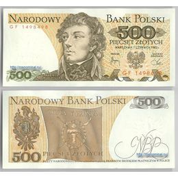 Банкнота 500 злотых 1982 сост. UNC