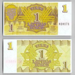 Банкнота 1 рубль 1992 Латвия сост. UNC
