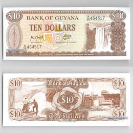 Банкнота 10 долларов 1989 Гайана сост. UNC