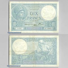 Банкнота 10 франков 1939 Франция сост. Very Fine