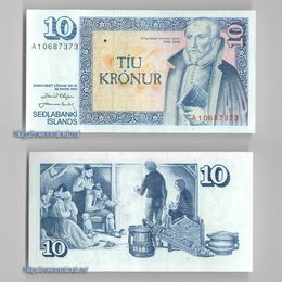 Банкнота 10 крон 1961 Исландия сост. UNC