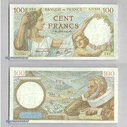 Банкнота 100 франков 1940 Франция сост. Very Fine