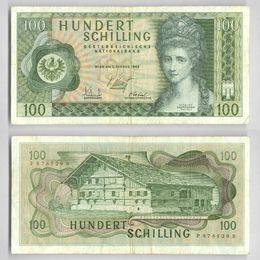 Банкнота 100 шиллингов 1969 Австрия сост. Very Fine