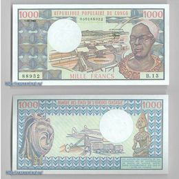 Банкнота 1000 франков 1984 Конго сост. UNC
