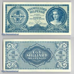Банкнота 1000000000 пенгё 1946 Венгрия сост. about UNC