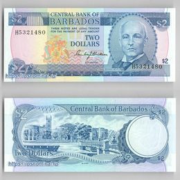 Банкнота 2 доллара 1993 Барбадос сост. UNC