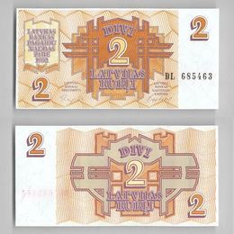 Банкнота 2 рубля 1992 Латвия сост. UNC