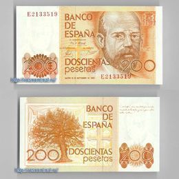 Банкнота 200 песет 1980 Испания сост. UNC
