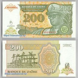 Банкнота 200 заир 1994 Заир сост. UNC