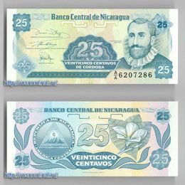 Банкнота 25 центаво 1991 Никарагуа сост. UNC