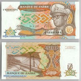 Банкнота 500 заир 1989 Заир сост. UNC