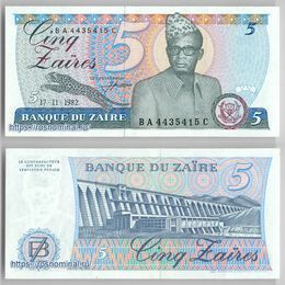 Банкнота 5 заир 1982 Заир сост. UNC