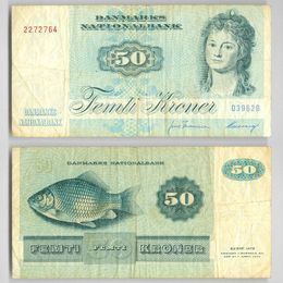 Банкнота 50 крон 1972 Дания сост. Fine