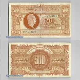 Банкнота 500 франков 1944 Франция сост. Very Fine