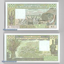 Банкнота 500 франков 1983-1988 Кот-дивуар сост. UNC