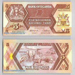 Банкнота 5 шиллингов 1987 Уганда сост. UNC