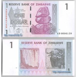 Банкнота 1 доллар 2007 Зимбабве