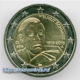 100 лет со дня рождения Гельмута Шмидта A 2 евро 2018 Германия