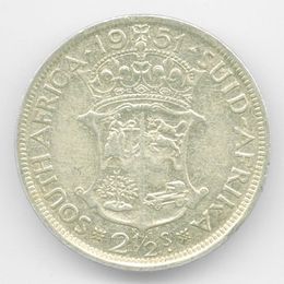 2,5 шиллинга 1951 ЮАР Серебро 0,500 14,14 гр