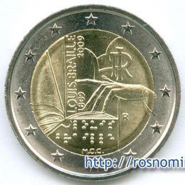200 лет с рождения Луи Брайля Италия 2 евро 2009