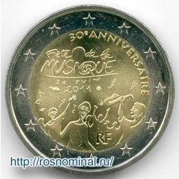 30 лет Дню музыки во Франции Франция 2 евро 2011