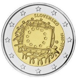 30 лет флагу Европы Словакия 2 евро 2015