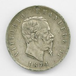 5 лир 1874 Италия Серебро 0,900 25,0 гр