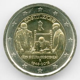 70-летие конституции Итальянской Республики 2 евро 2018 Италия