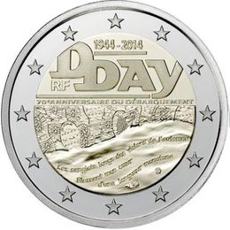 День высадки в Нормандии Франция 2 евро 2014