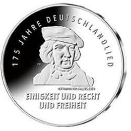 175 лет Гимну Германии Серебро 0,925 18,0 гр Германия 20 евро 2016