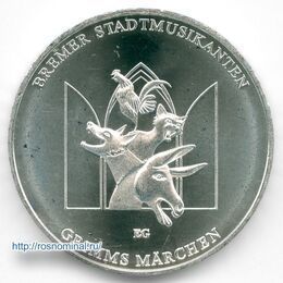 Бременские музыканты 20 евро 2016 Германия Серебро 0,925 18,0 гр