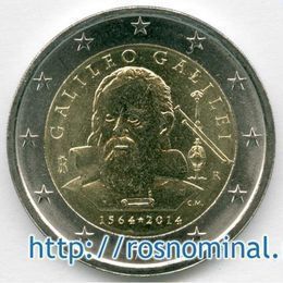 Галлилео Галлилей Италия 2 евро 2014