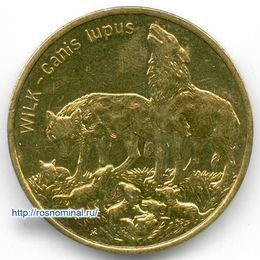 Волк 2 злотых 1999 Польша